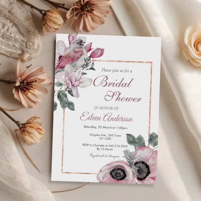 Pink Floral Garden Bridal Dusche Einladung (Pink Floral Garden Bridal Shower invitation)