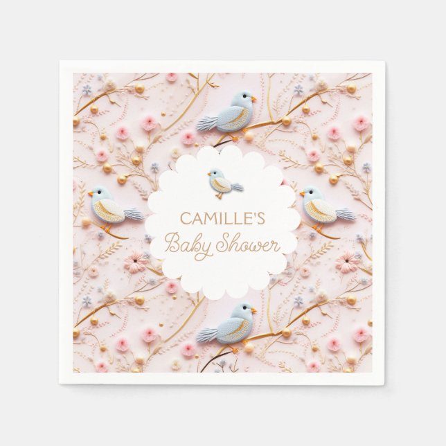 Pink Floral Garden Girl Babydusche Serviette (Vorderseite)