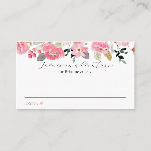 Pink Floral Garden Honeymoon Ideen Begleitkarte (Vorderseite)
