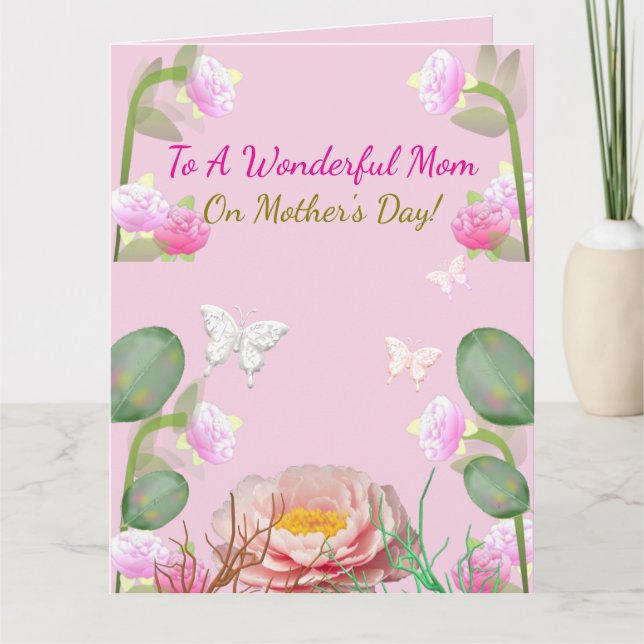 Pink Floral Garden Mother's Day Karte (Vorderseite)