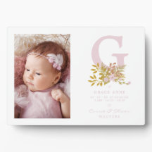 Pink Floral Garland Initial Baby Name