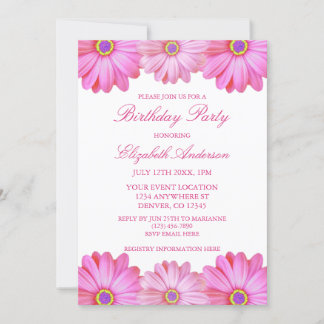 Pink Floral Geburtstag Einladung