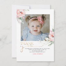 Pink Floral Geburtstag Vielen Dank Foto Postcard