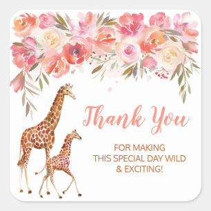 Pink Floral Giraffe Danke Stickers