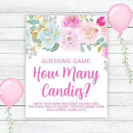 Pink Floral Girl Babydusche Big Bly Game Schild