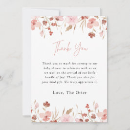 Pink Floral Girl Babydusche Danke Karte