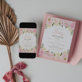 Pink Floral Girl Kinderdusche Einladung