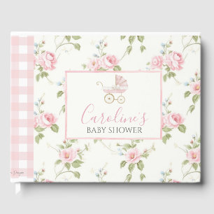 Pink Floral Girl Preppy Southern Baby Dusche Gästebuch