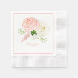 Pink Floral Girl Wasserfarbe Name Datum Kinderdusc Serviette