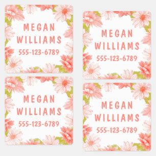 Pink Floral Girly Personalisierter Name Kleidung Etiketten