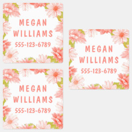 Pink Floral Girly Personalisierter Name Kleidung Etiketten