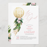 Pink Floral Gold Ballon Niedlich Tropical Baby Dus