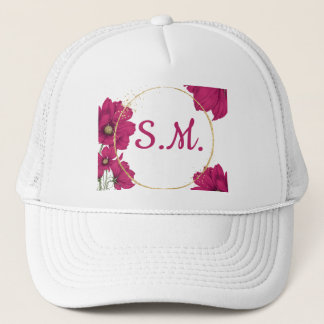 Pink Floral Gold Circle Hat Truckerkappe