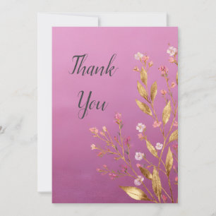 Pink Floral & Gold Foil Trim Danke Karte