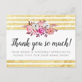 Pink Floral & Gold Glam Moderner Streifen Vielen D Postkarte