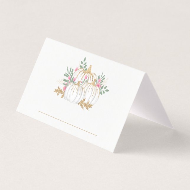 Pink Floral Gold Glitzer Pumpkin Fall Party (Vorderseite)