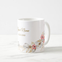 Pink Floral Golden Peach Modern Wedding Gift Kaffeetasse