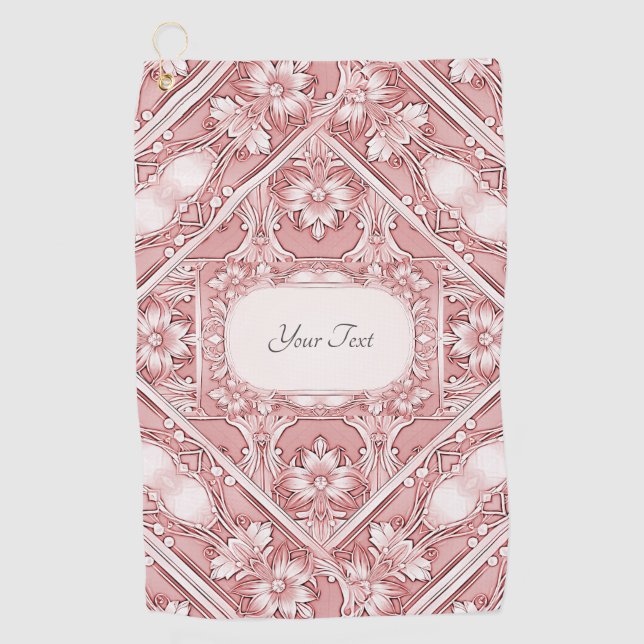 Pink Floral Golf Handtuch (Vorderseite)