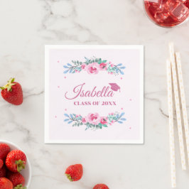 Pink Floral Grad Abschluss Napkins Serviette