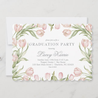 Pink Floral Graduation Party Invitation Einladung