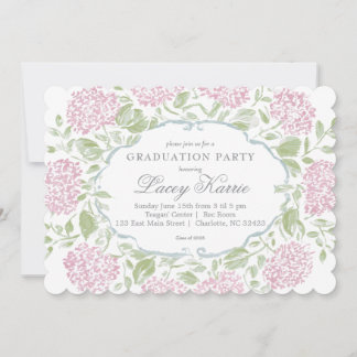 Pink Floral Graduation Party Invitation Einladung