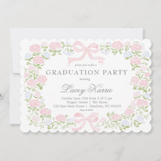 Pink Floral Graduation Party Invitation Einladung