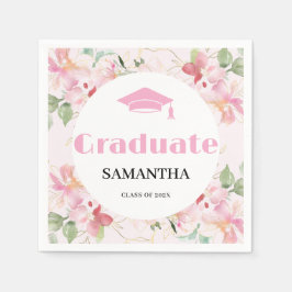 Pink Floral Graduation  Serviette