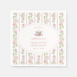 Pink Floral Grandmillennial Bridal Tea Party Serviette