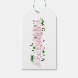 Pink Floral Gratulationen Text Geschenk Tag Geschenkanhänger