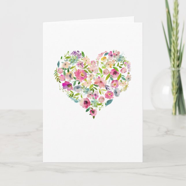 PInk Floral Heart Happy Mütter Day Card (Vorderseite)
