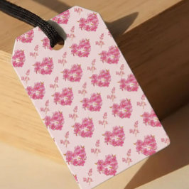 Pink Floral Hearts Pattern Geschenkanhänger