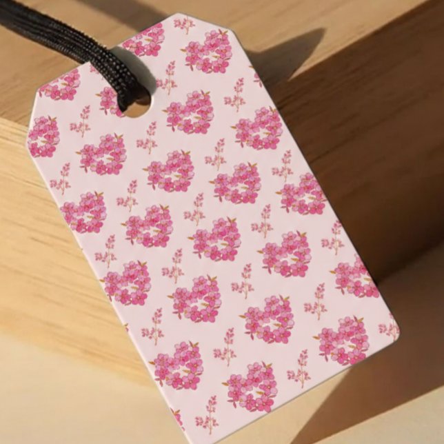 Pink Floral Hearts Pattern Geschenkanhänger (Von Creator hochgeladen)