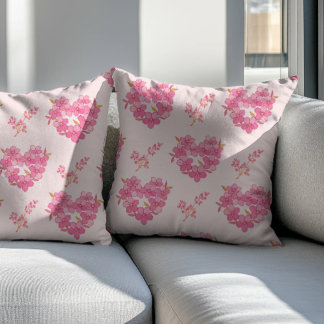 Pink Floral Hearts Pattern Kissen