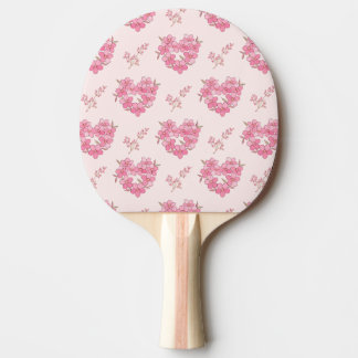 Pink Floral Hearts Pattern Ping Pong Paddle Tischtennis Schläger