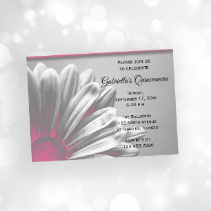 Pink Floral Highlights Quinceanera Party Einladung