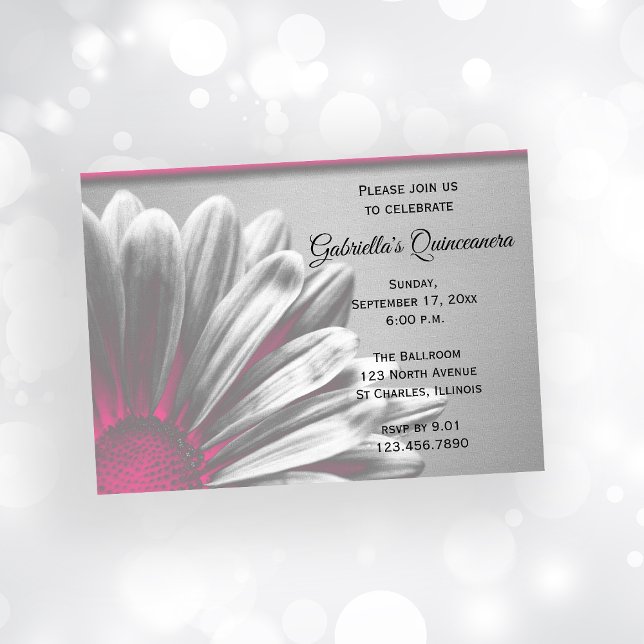 Pink Floral Highlights Quinceanera Party Einladung (Von Creator hochgeladen)