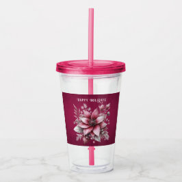 Pink Floral Holiday Acrylic Tumbler Acryltrinkbecher