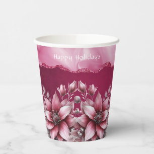 Pink Floral Holiday Paper Cups Pappbecher