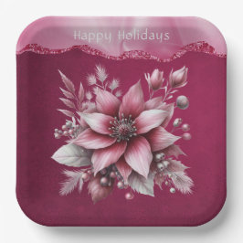 Pink Floral Holiday Papierplatte Pappteller