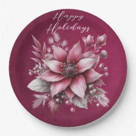 Pink Floral Holiday Papierplatte Pappteller