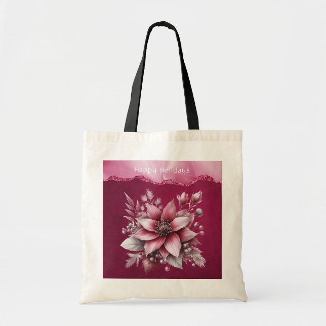 Pink Floral Holiday Toag Tragetasche (Vorne)