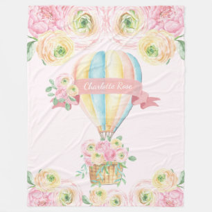 Pink Floral Hot Air Ballon Baby Girl Kinderzimmer Fleecedecke