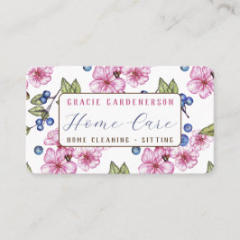 Pink Floral House Sitting Business Card Visitenkarte