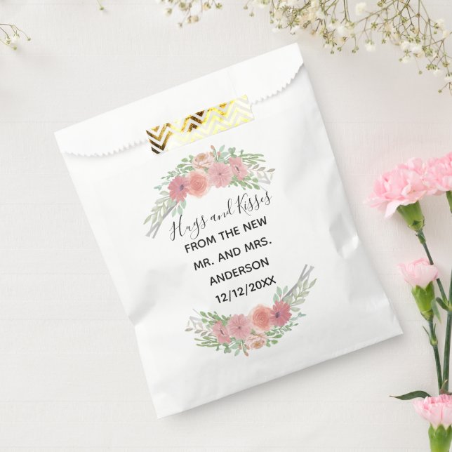 Pink Floral Hugs und Kisses von Mr. Wedding Geschenktütchen (Versiegelt)