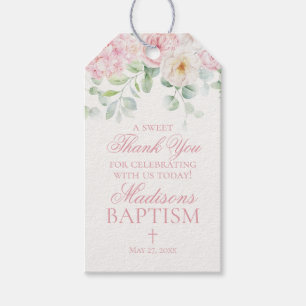 Pink Floral Hydrangea Botanische Taufen Favoriten Geschenkanhänger