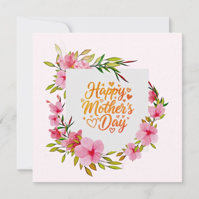 Pink Floral "I Love You Mom" Happy Mother's Day Karte (Vorderseite)