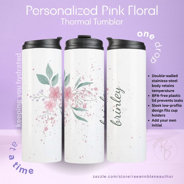 Pink Floral individuell angepasste thermische Tumb Thermosbecher (Von Creator hochgeladen)