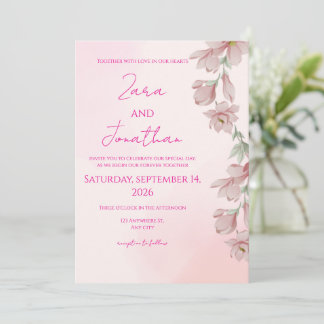 Pink floral invitation einladung