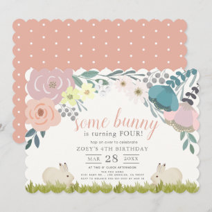 Pink Floral Irgendein sonniges Mädchen Geburtstag Einladung