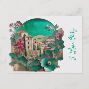 Pink Floral Italien Postkarte